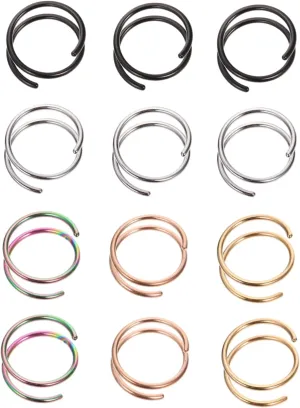 BESPORTBLE 12Pcs Colorful Nose Hoops Rings Spiral Nose Piercings Jewelry for Women Sturdy Skin Friendly present for Special Occasions