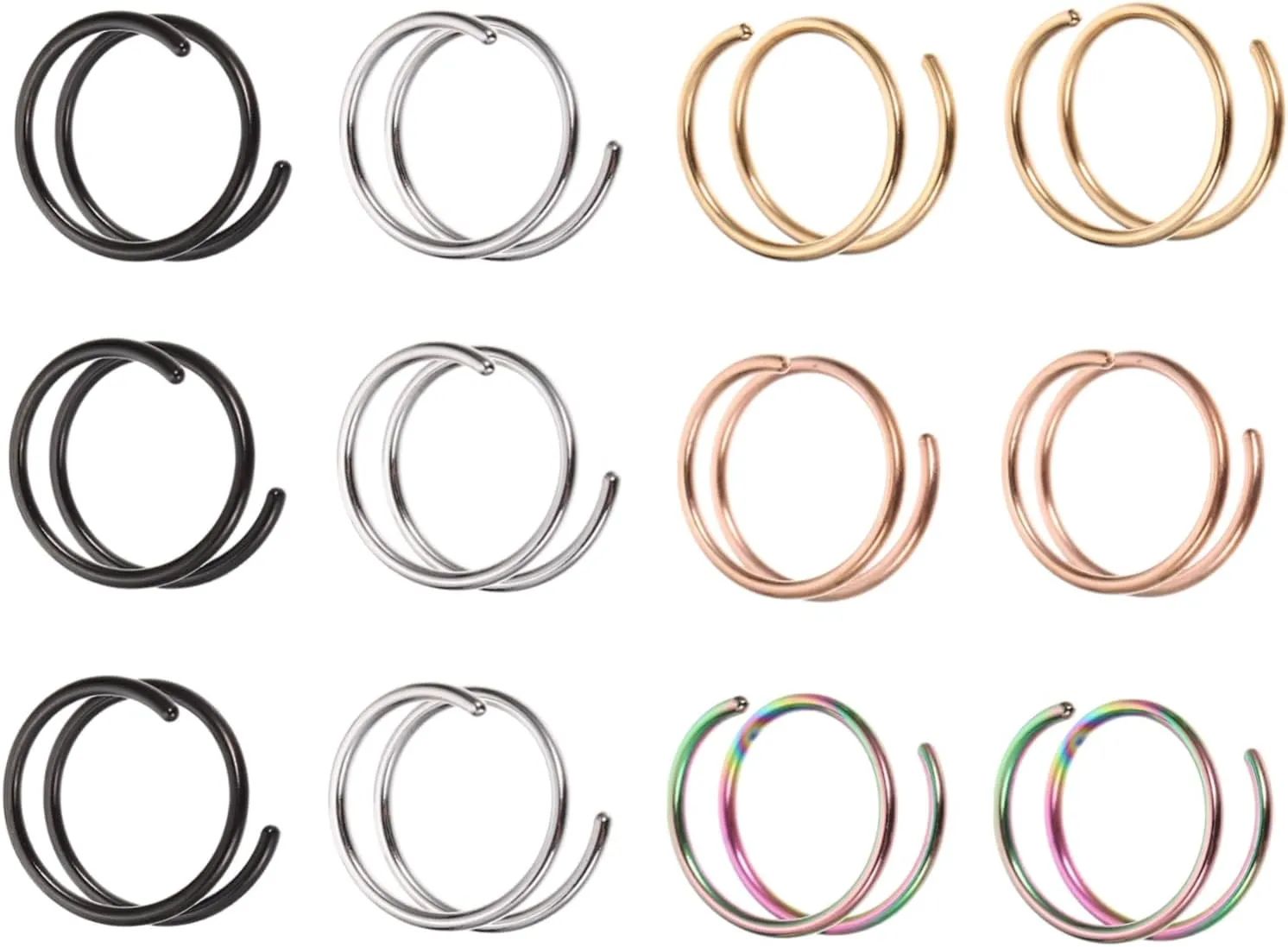 BESPORTBLE 12pcs Nose Ring Nose Piercing Hoops Nose Piercings Nose Jewelry Nose Hoops Nose Piercing Jewelry Nose Piercing Rings 316 Stainless Steel