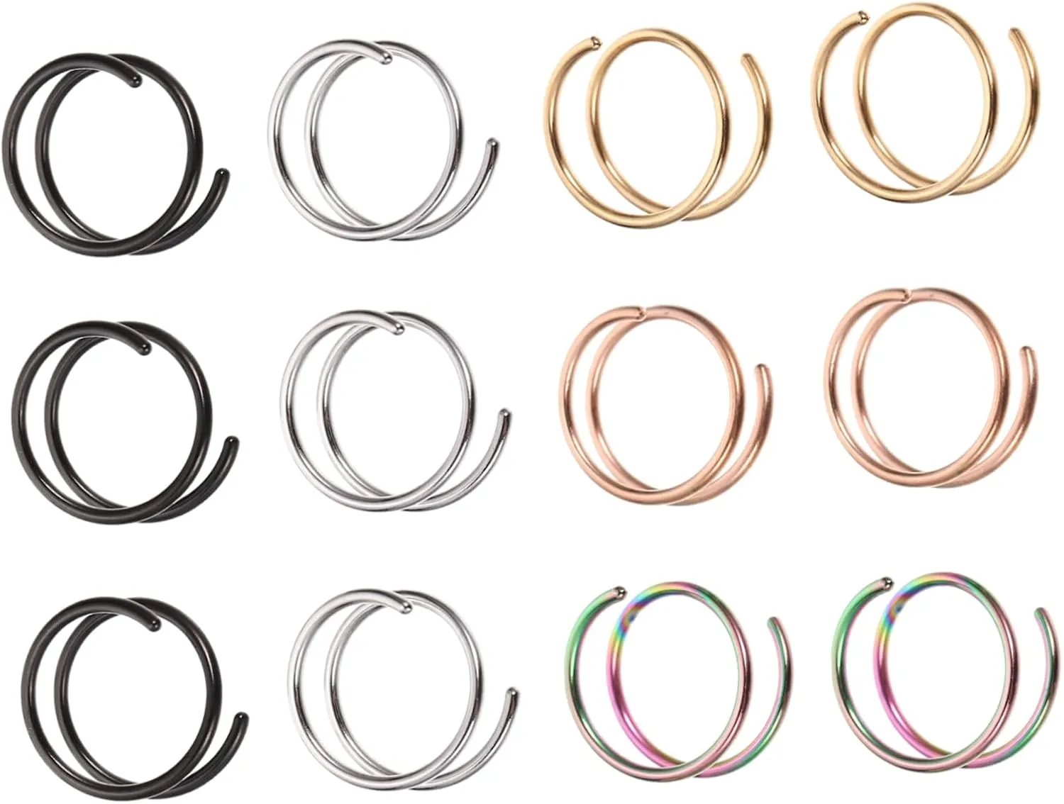 BESPORTBLE 12pcs Nose Rings Hoops Spiral Nose Jewelry Steel Fashion Accessory for Parties