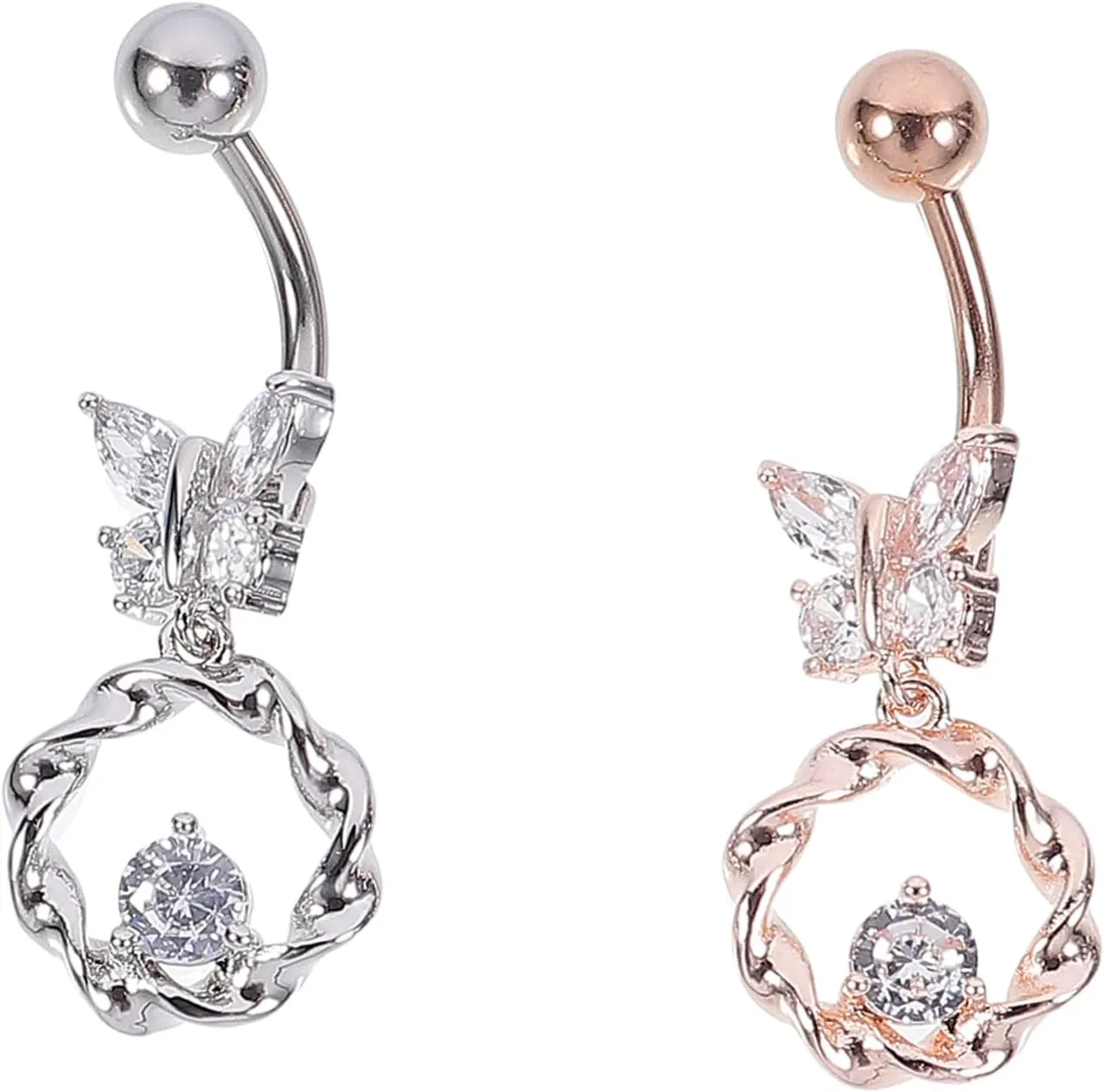 BESPORTBLE 2Pcs Butterfly Shaped Navel Rings for Women Delicate Piercing Accessories and Stylish Belly Button Jewelry Cute Body Piercing Adornments