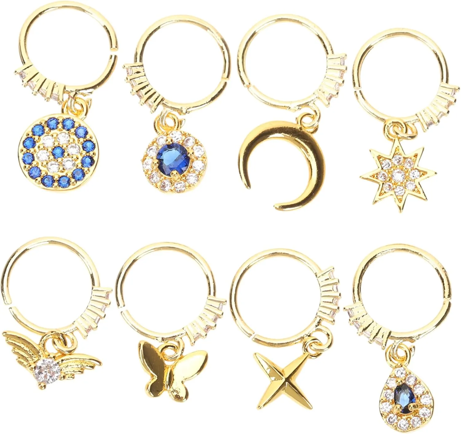 BESPORTBLE 8pcs Nose Ring Nose Nail Set Women Non Piercing Jewelry Cartilage Earrings Alloy
