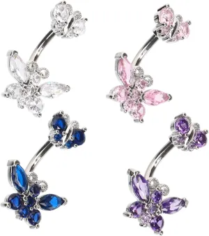 BESPORTBLE Belly Button Piercing Jewelry 4pcs Stainless Steel Navel Ring Belly Ring Present