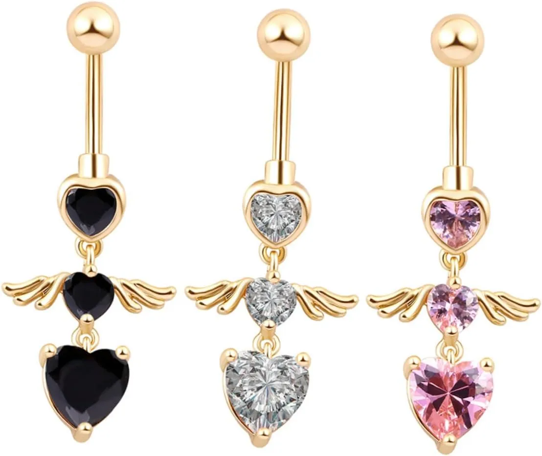 BESPORTBLE Elegant Stainless Steel Navel Rings Heart Shape Belly Button Jewelry for Women