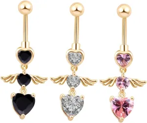 BESPORTBLE Elegant Stainless Steel Navel Rings Heart Shape Belly Button Jewelry for Women
