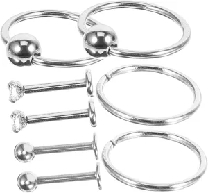 BESPORTBLE Set Nose Studs Nose Rings Women's Fashion Jewelry Stainless Steel Nose Decorative Piercing Earring Hoops
