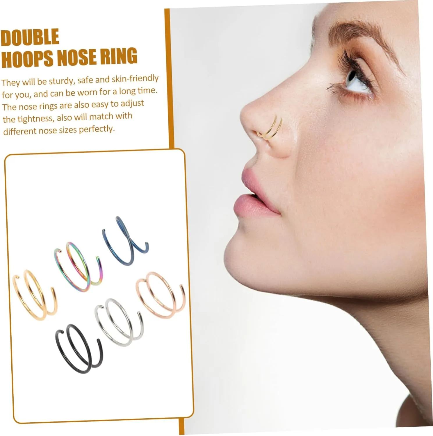 BESPORTBLE Stainless Steel Nose Hoops for Women Spiral Nose Rings Steel Safe Skin Friendly for Daily Wear