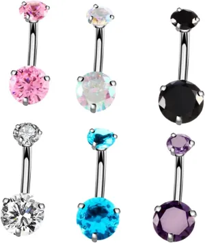 BESPORTBLE Top down Belly Button Rings 6pcs Navel Belly Rings Sparkly Zircon for Women