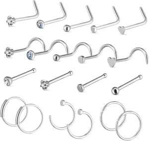 BESTYASH 1set Stainless Steel Nose Hoops Nose Shaped Jewelry for Women Easy to Use Smooth Comfortable Wear Fashionable Versatile Strong Construction