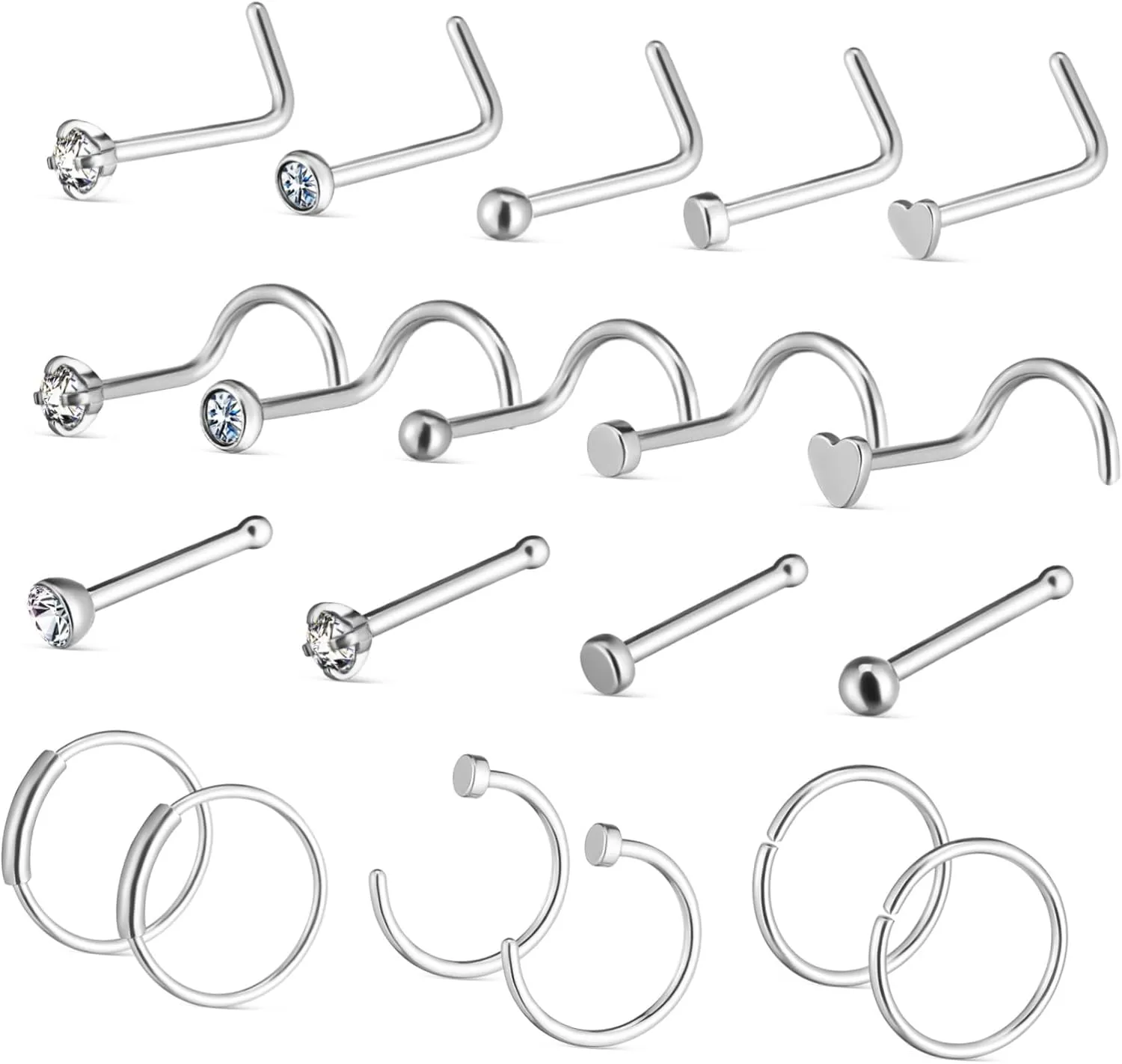 BESTYASH 1set Stainless Steel Nose Hoops Nose Shaped Jewelry for Women Easy to Use Smooth Comfortable Wear Fashionable Versatile Strong Construction