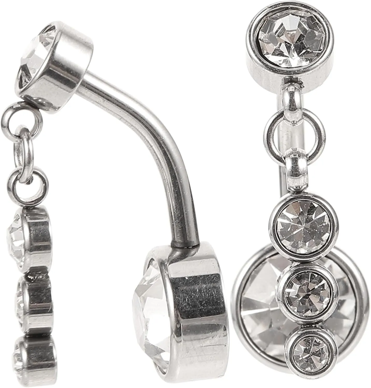 BESTYASH 2 pcs Rhinestone Belly Button Rings for Women Durable Navel Piercing Jewelry Elegant Belly Ring Decor for Parties and Beach Wear Skin Friendly and Lightweight