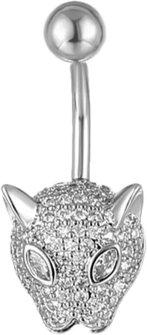 BESTYASH Stainless Steel Belly Button Ring Animal Shape Navel Piercing Jewelry Leopard Zircon