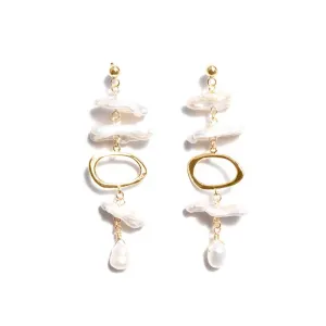 Biwa Earrings in Gold