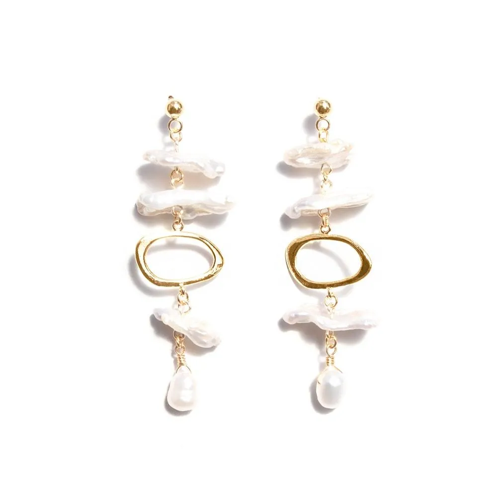 Biwa Earrings in Gold