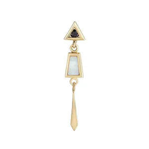 Black Diamond, White Mother of Pearl, and Gold Drop Stud