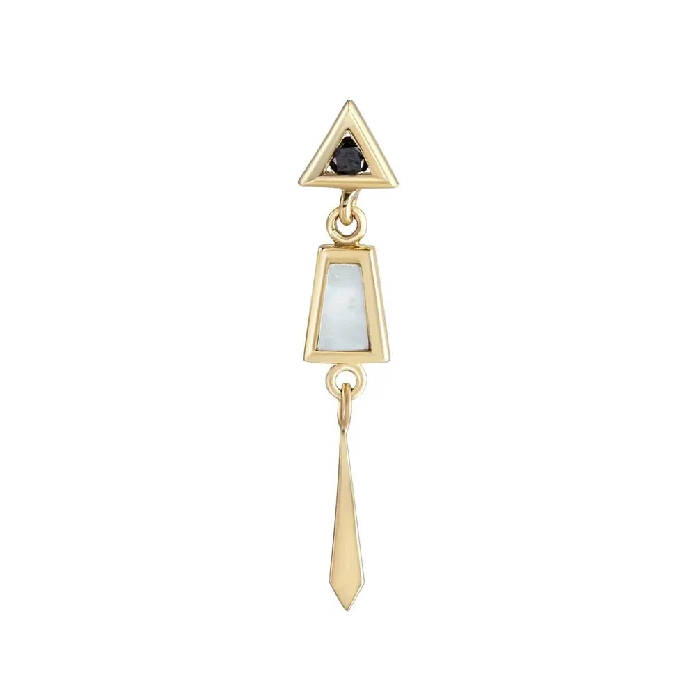 Black Diamond, White Mother of Pearl, and Gold Drop Stud