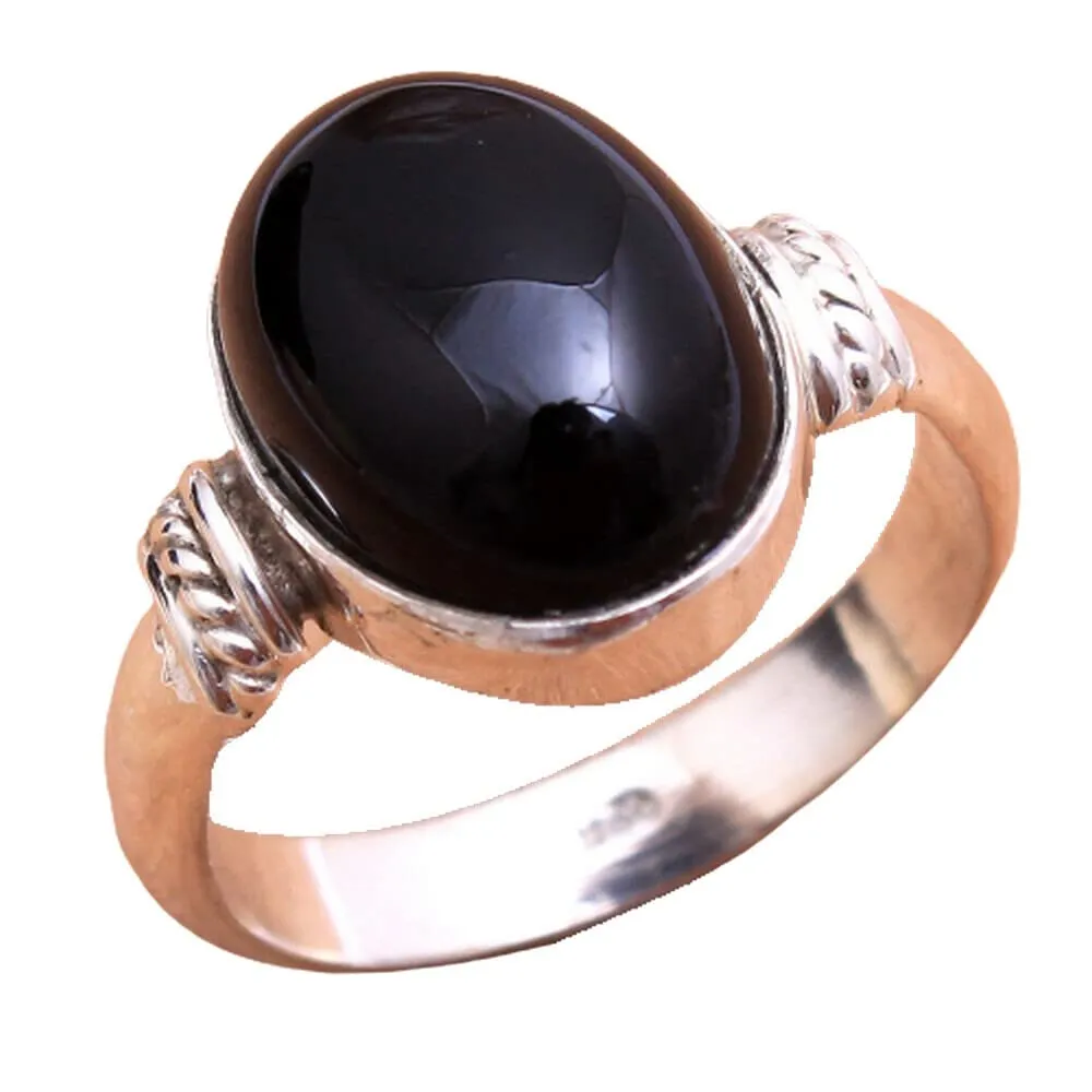 Black-Onyx 925 Sterling Silver Rings for Women, Black Bridesmaid Rings, Oval Gemstone Rings, Stackable Rings, bezel Set Handmade Rings Mother's Day Gift