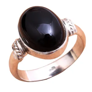 Black-Onyx 925 Sterling Silver Rings for Women, Black Bridesmaid Rings, Oval Gemstone Rings, Stackable Rings, bezel Set Handmade Rings Mother's Day Gift