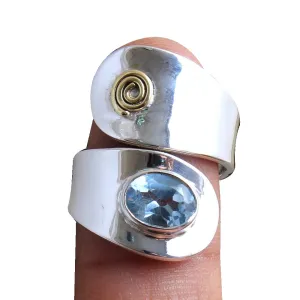 Blue-Topaz 925 Sterling Silver Rings for Women, Blue Bridesmaid Rings, Oval Gemstone Rings, Adjustable Rings, bezel Set Handmade Rings Mother's Day Gift