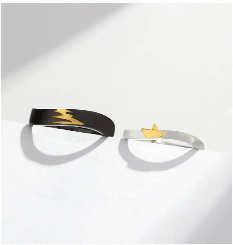 Boat Reflection Couple Rings