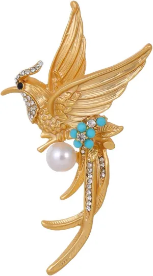 Brooch 1 Piece Vintage Pearl Bird Brooch Blazer Accessory Pin Gold