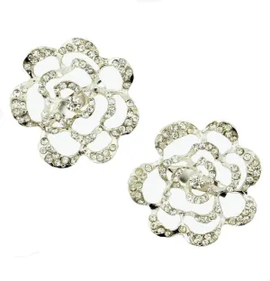 Brooch BR51 Beautiful Elegant Clear Crystal Silver Tone Rose - Pack of 2