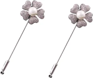 Brooch Pin for Women, Brooch Jewelry For Women 2 Pcs Small Flower Word Brooches Shawl Buckle Men And Women Micro Inlaid Zircon Brooches Suit Jacket Sweater Pin Accessories