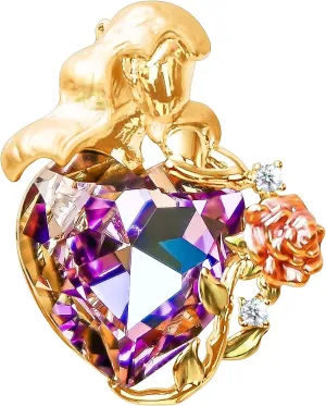 Brooches For Women,14k Gold Plated Copper,Crystal Brooch,Love Brooch,Heart Brooches,Brooches Pin for Birthday, Christmas,Valentines, Wedding Parties, Anniversaries,Mother's Day