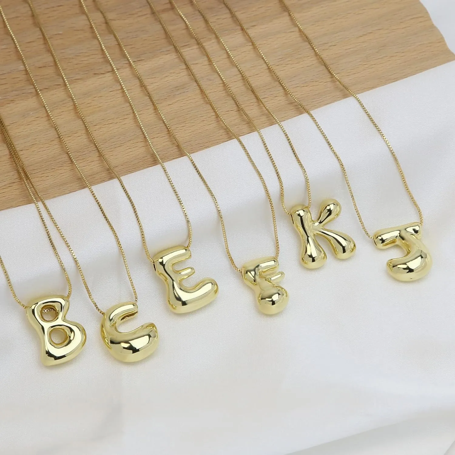 Bubble Letter Necklace For Women, Dainty Balloon Initial Necklaces 14k Gold Plated Chain Pendant Alphabet Necklaces Charm Simple Gift Jewelry