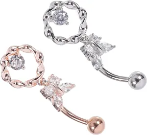 Butterfly Titanium Belly Button Ring for Women Vch Piercing Jewelry Pregnant Navel Ring Durable and Attractive