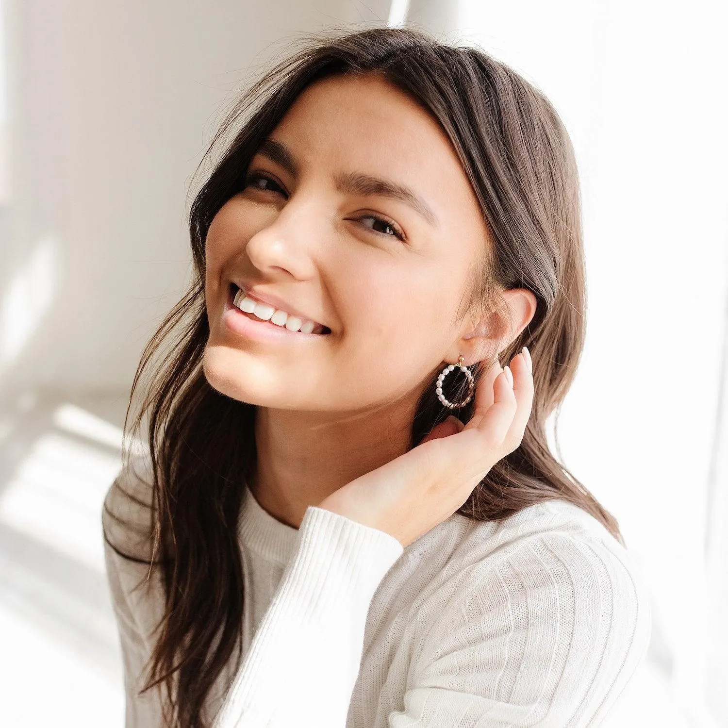 Carina Pearl Hoop Earrings