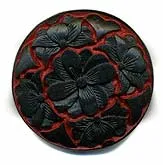 Carved black over red cinnabar disk. 34mm. Pkg of 1. B7-CIN106(e)