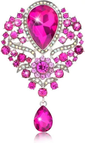 Casoty Pink Brooches for Women, Womens Brooches and Pins Vintage, Rhinestone Pins and Brooches, Clothes Accessories for Daily Wear Jewelry Gift