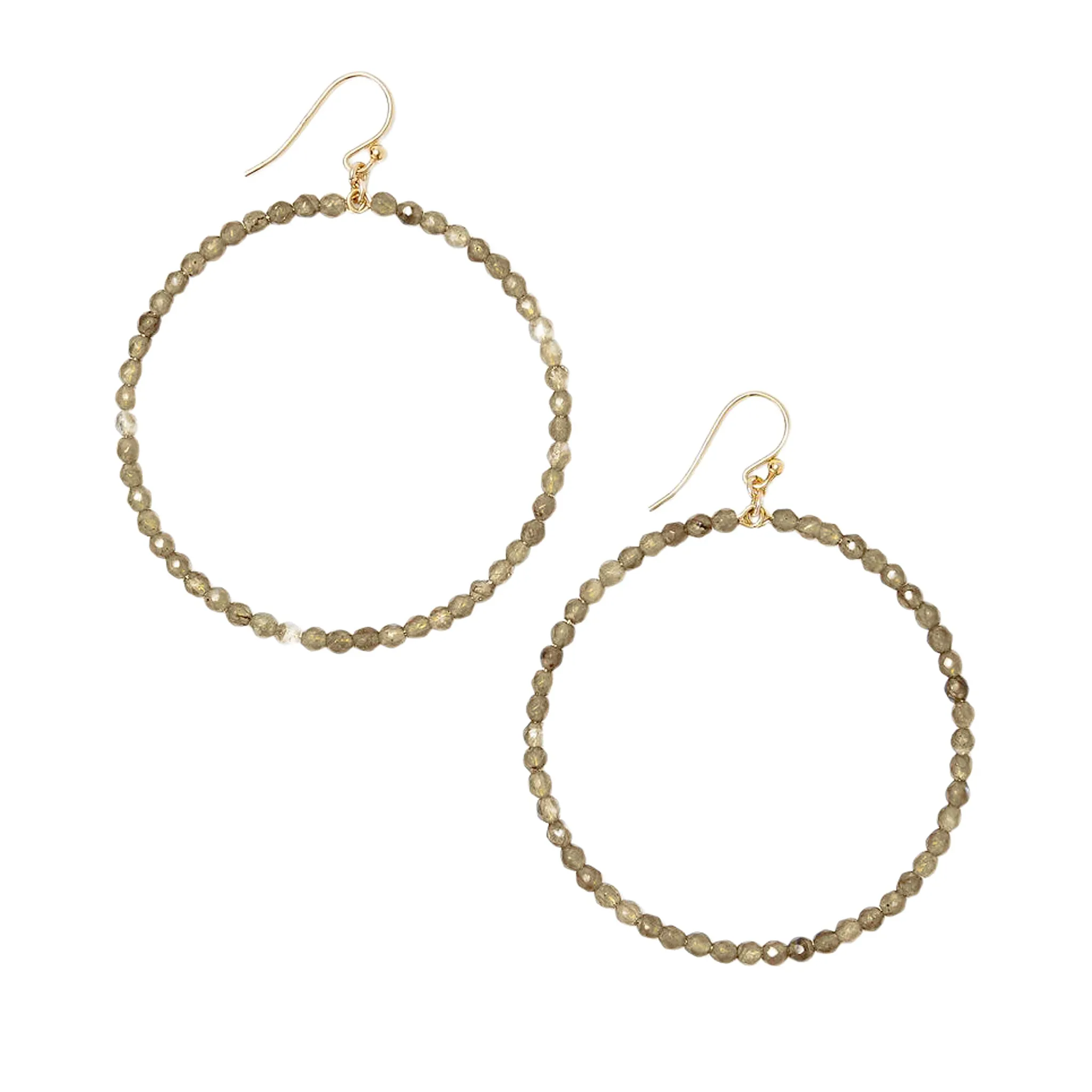 Chan Luu 2 Inch Gold Hoop Earrings in Labradorite