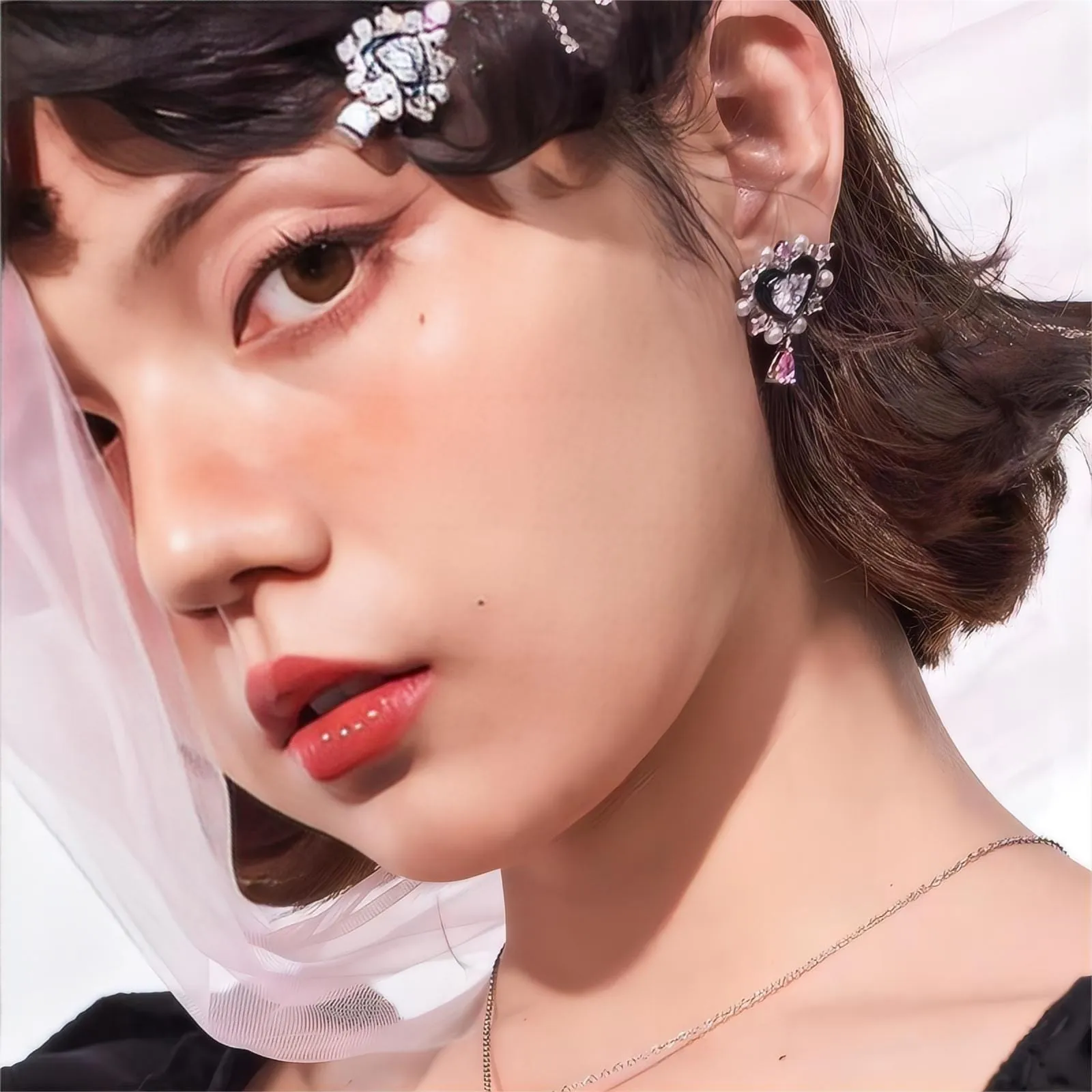 Charming Big Heart Pearl Earrings