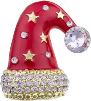 Christmas Brooch,Brooches Pins,Christmas Decorations,Red Imitation Rhinestone Christmas Hat Brooch Alloy Jewelry Xmas Gift Unisex Pin Clips Suit Sweater Scarf Shawl(Colour Name : A) (Color : A)