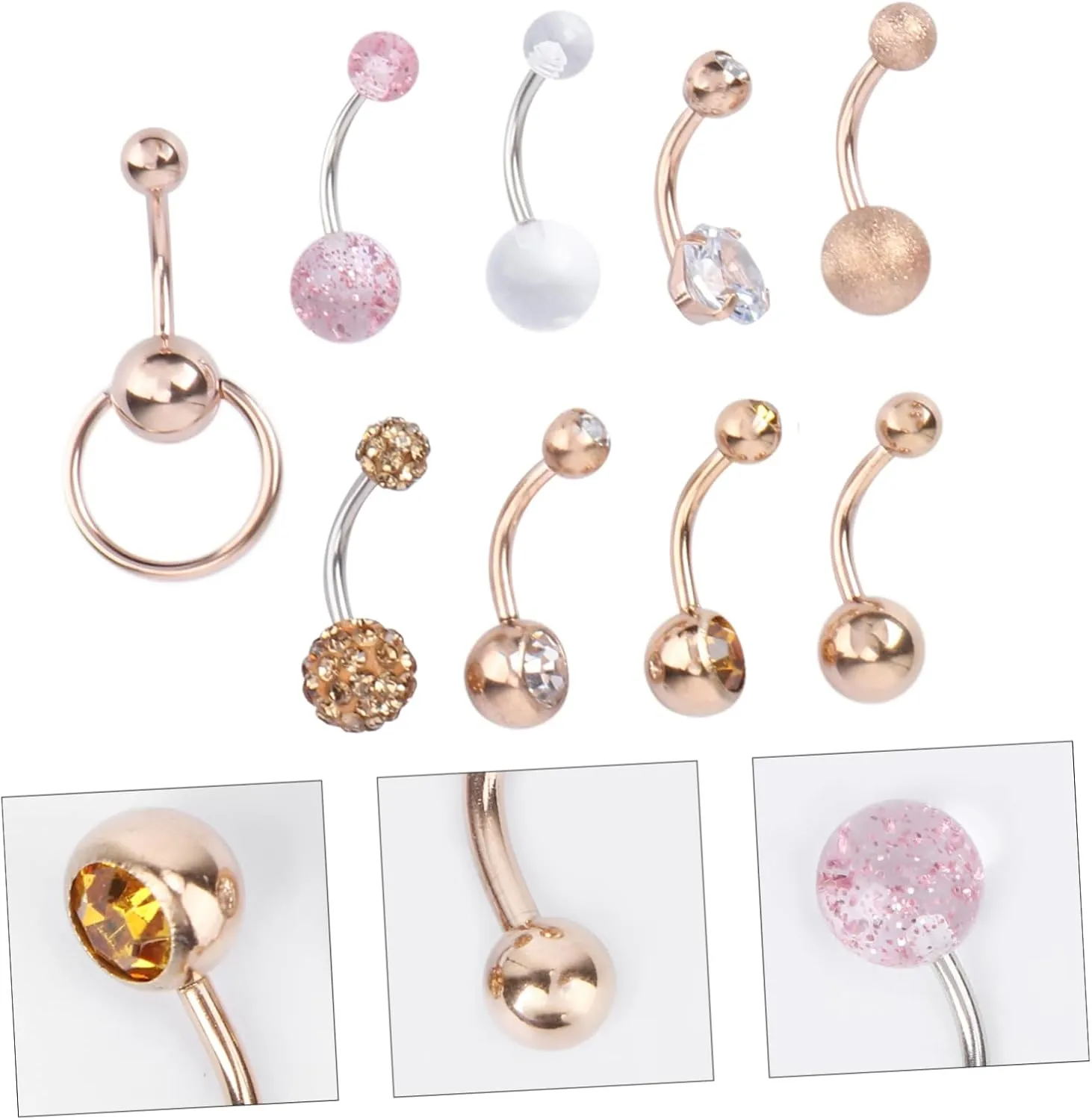 CLISPEED Navel Nail Bellybutton Cute Belly Button Hoop Belly Button Metal Navel Rings Belly Decoration Belly