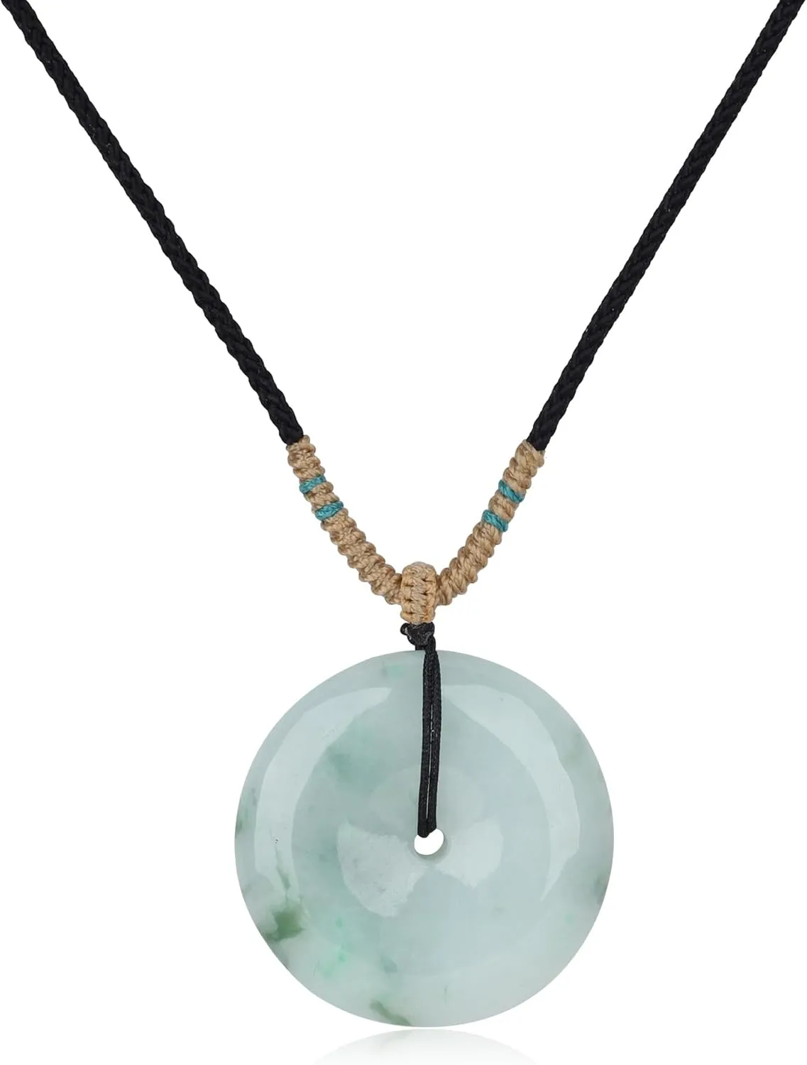 COAI Burma Jadeite Green Jade Necklace for Women Men, Donut/Leaf/Nine Tailed Fox Necklace for Women Men