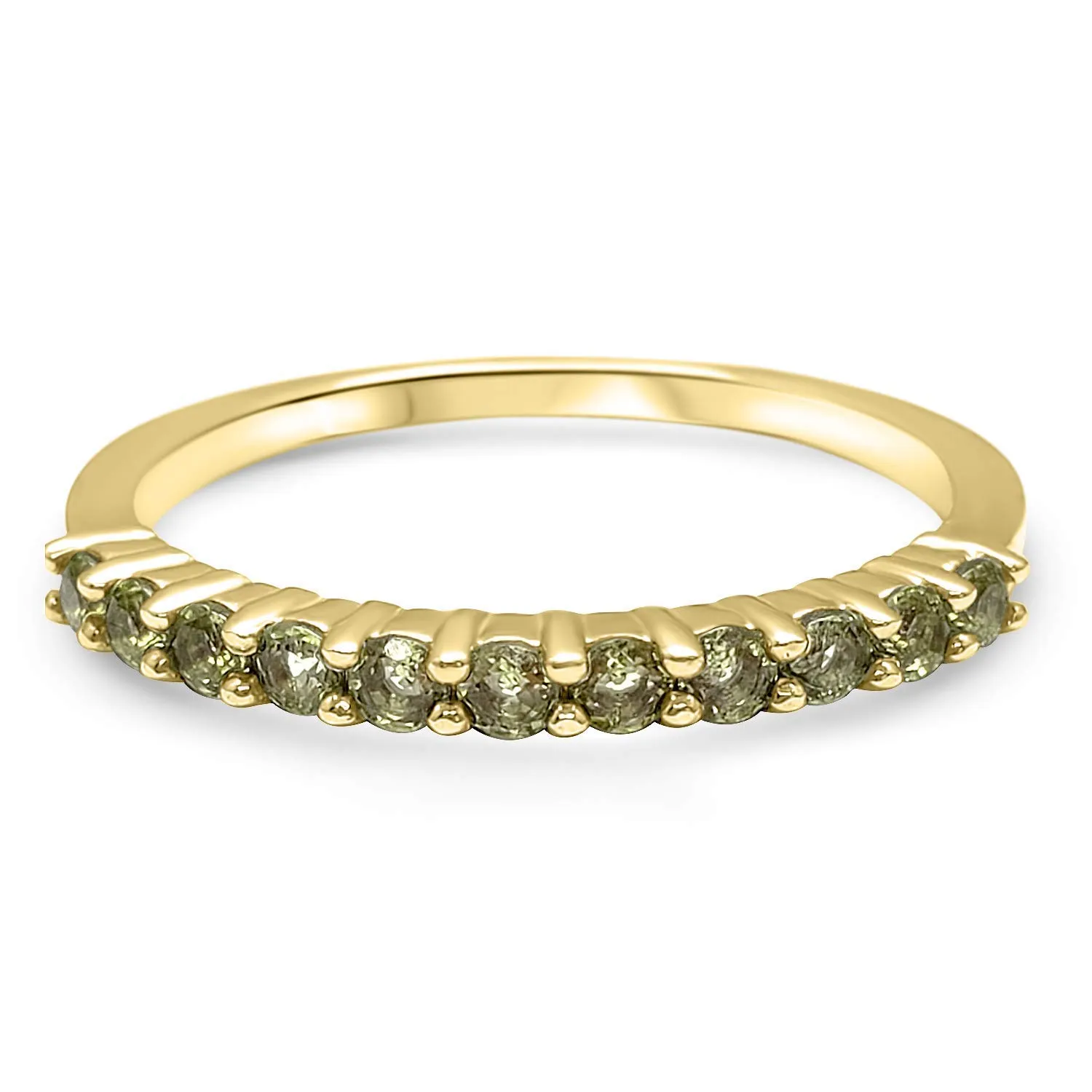 colorful Peridot gemstone stacking ring 14k Yellow Gold birthstone ring