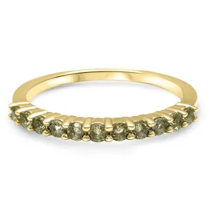 colorful Peridot gemstone stacking ring 14k Yellow Gold birthstone ring