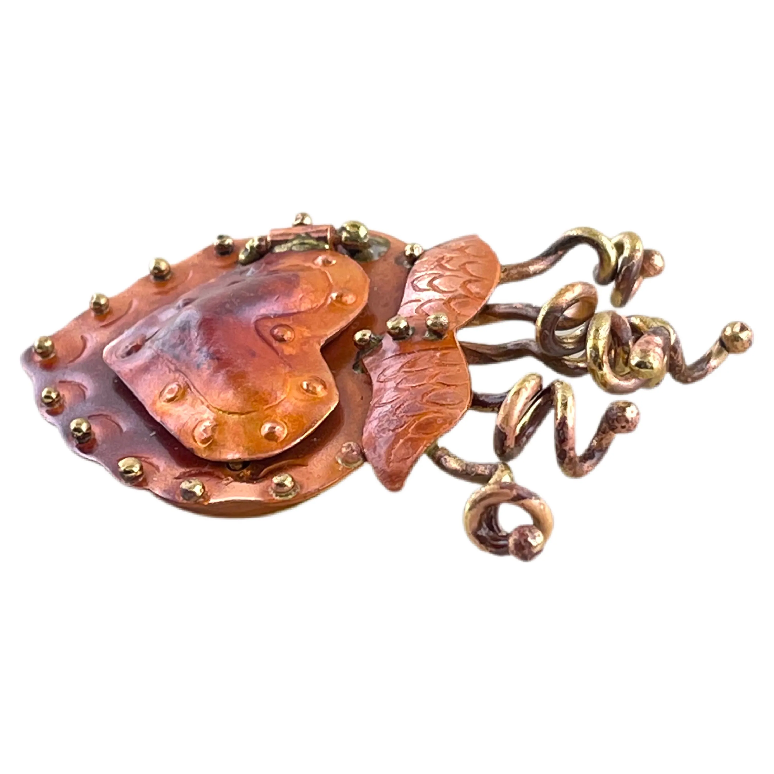 Copper Flaming Sacred Heart Locket Pendant