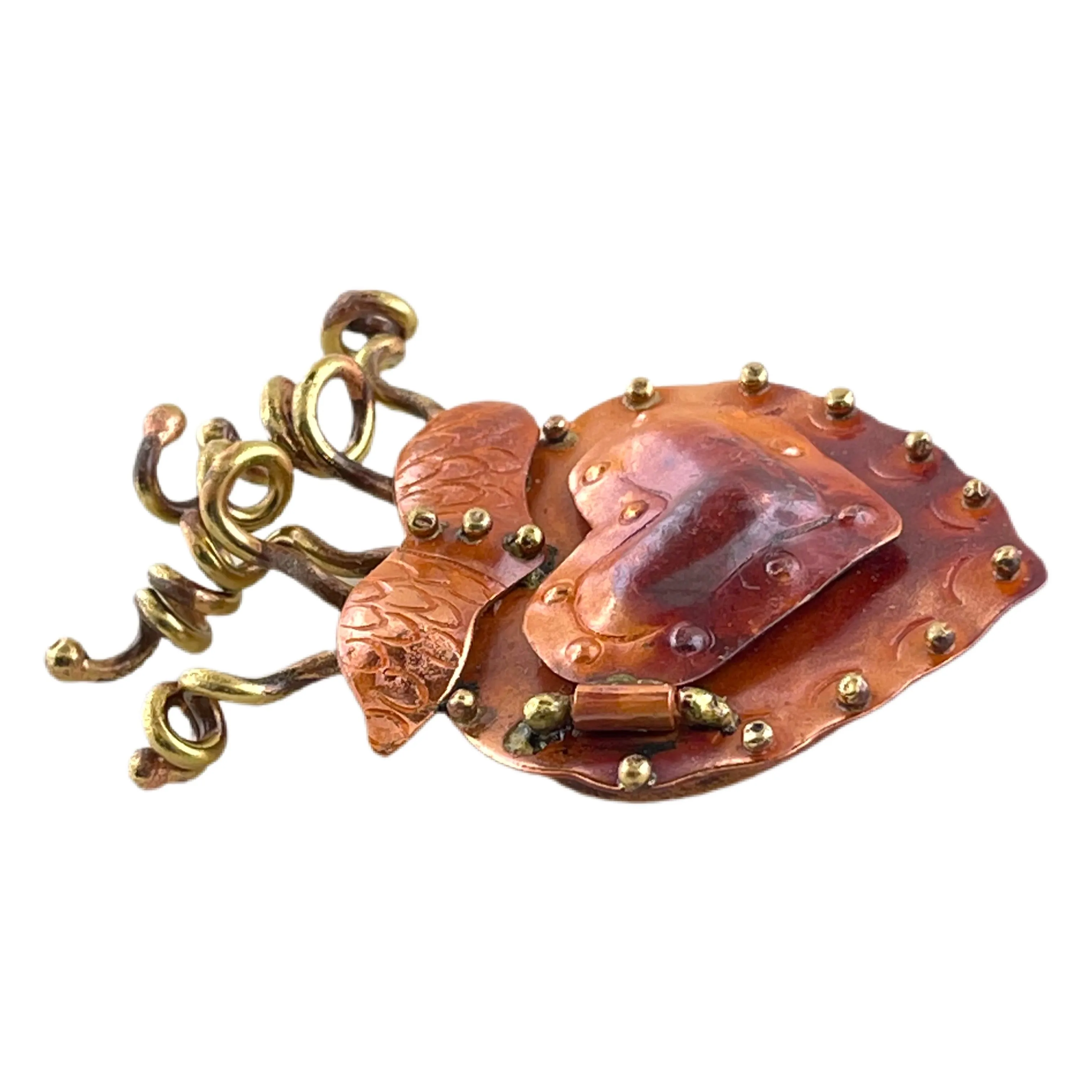 Copper Flaming Sacred Heart Locket Pendant