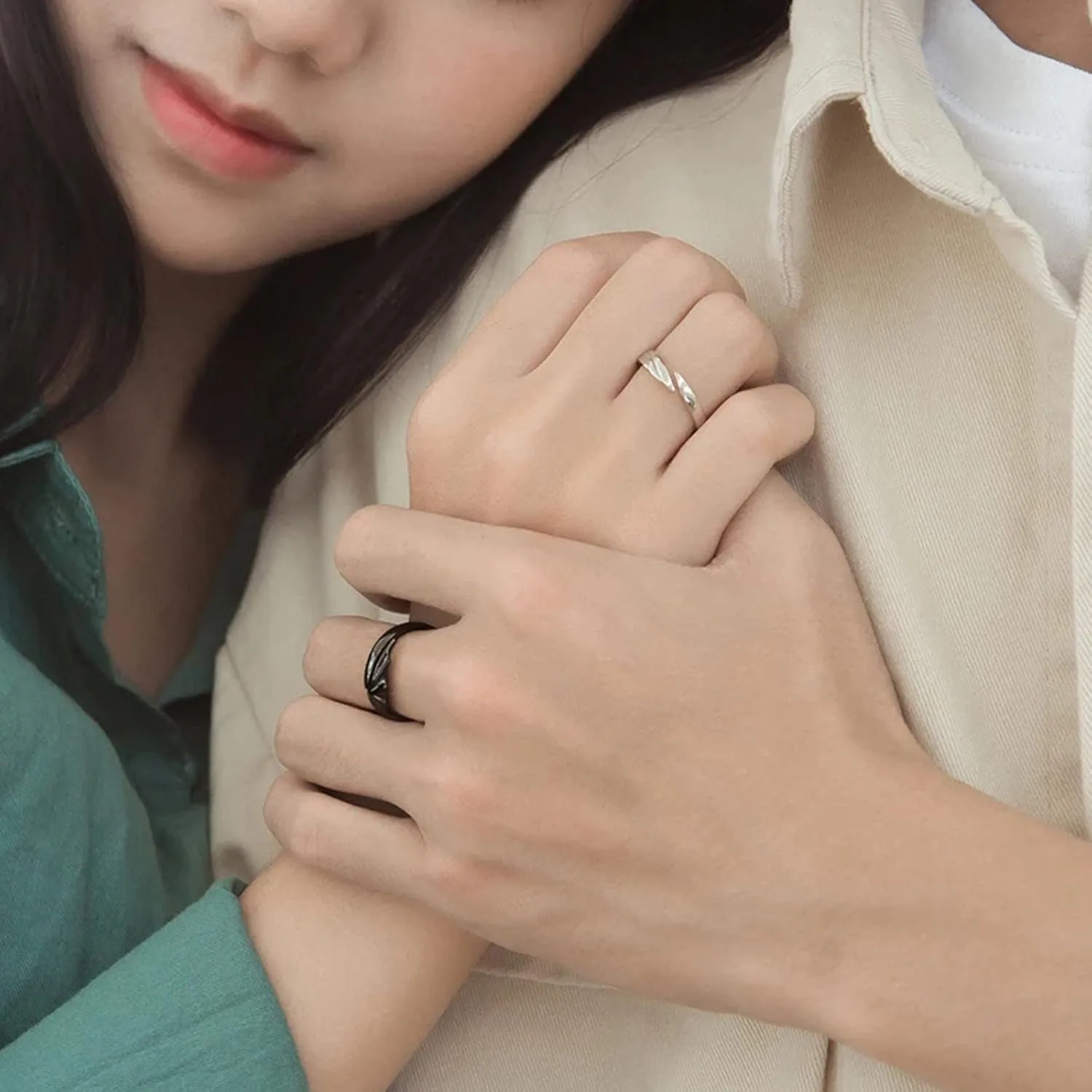 Couple Matching Rings For Man Woman Custom Adjustable Sun Moon Ring Set Devil Dragon Open Promise