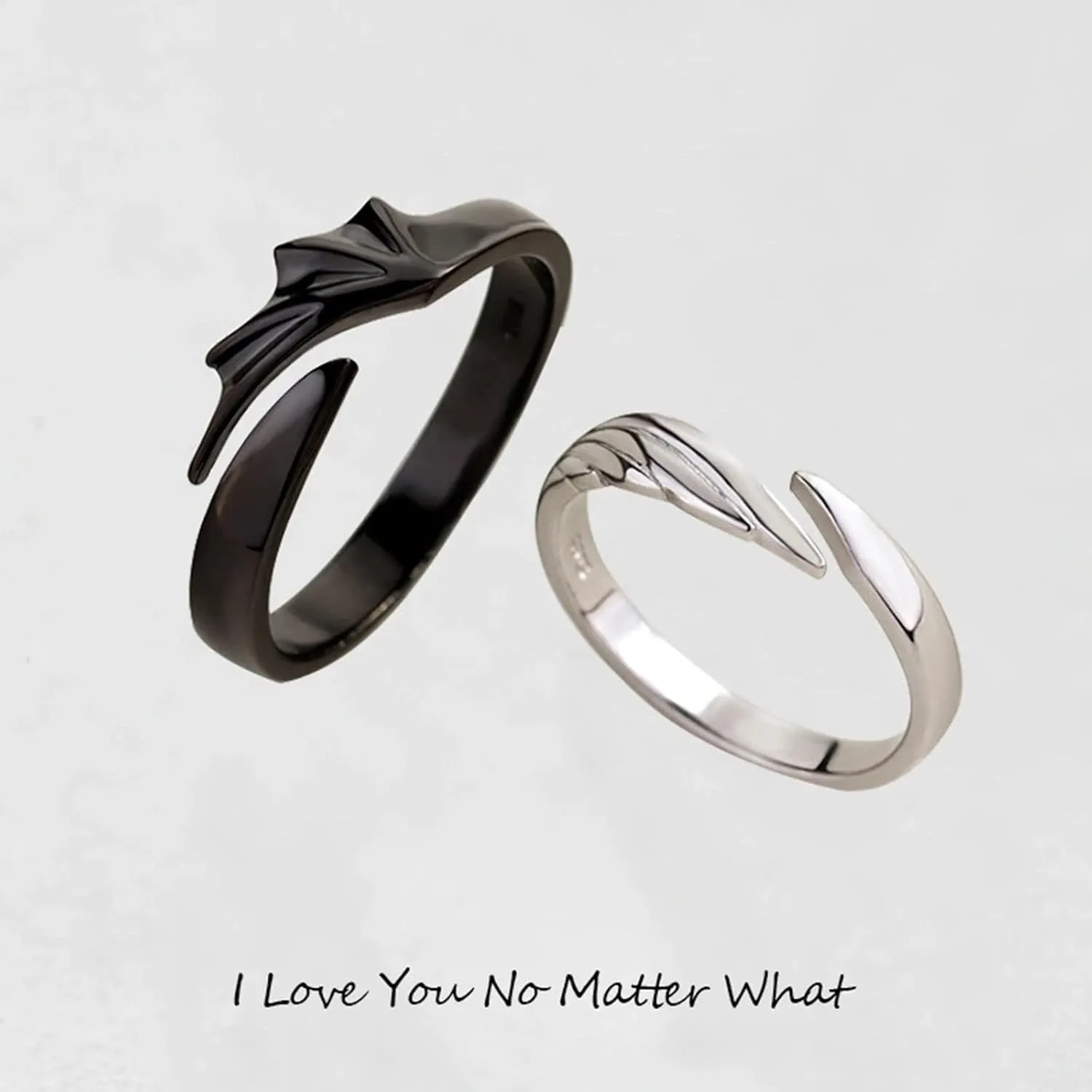 Couple Matching Rings For Man Woman Custom Adjustable Sun Moon Ring Set Devil Dragon Open Promise