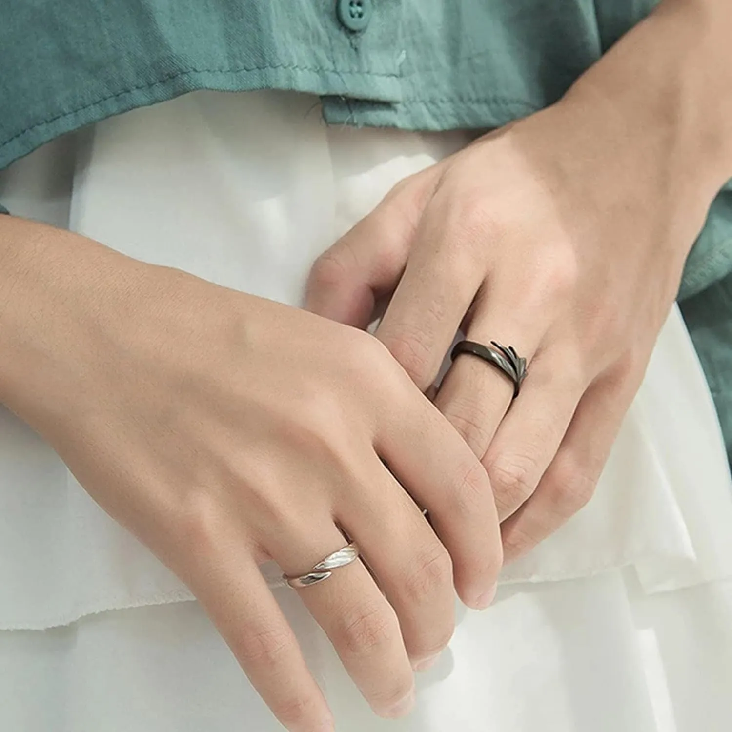 Couple Matching Rings For Man Woman Custom Adjustable Sun Moon Ring Set Devil Dragon Open Promise