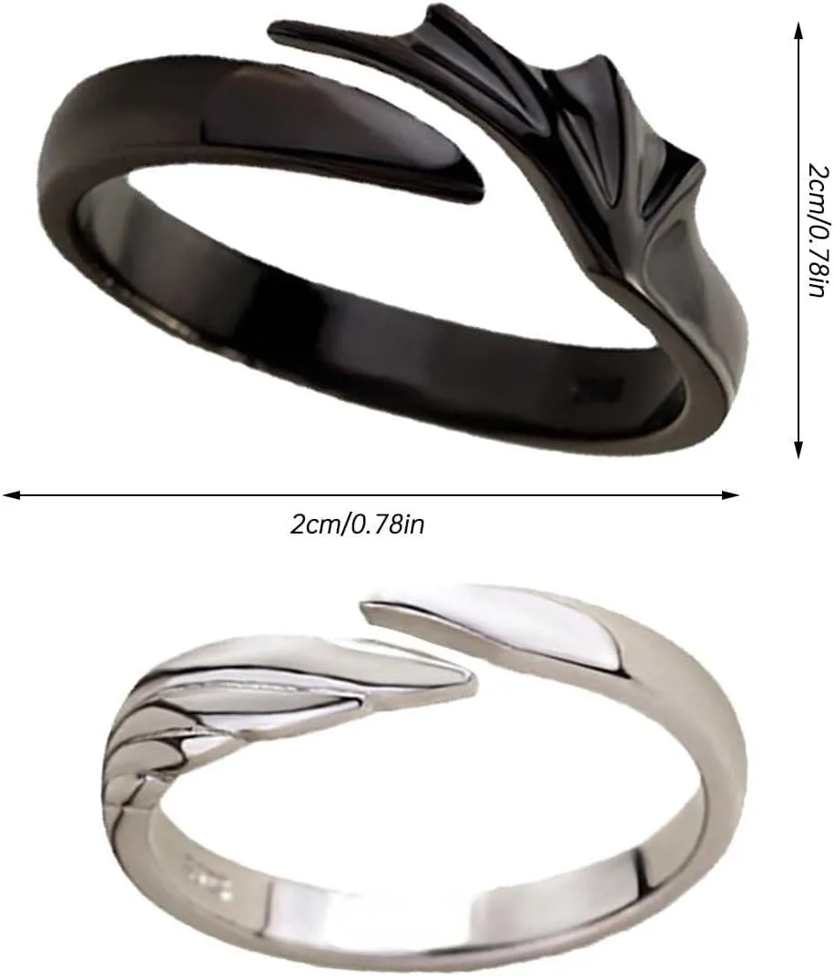 Couple Matching Rings For Man Woman Custom Adjustable Sun Moon Ring Set Devil Dragon Open Promise