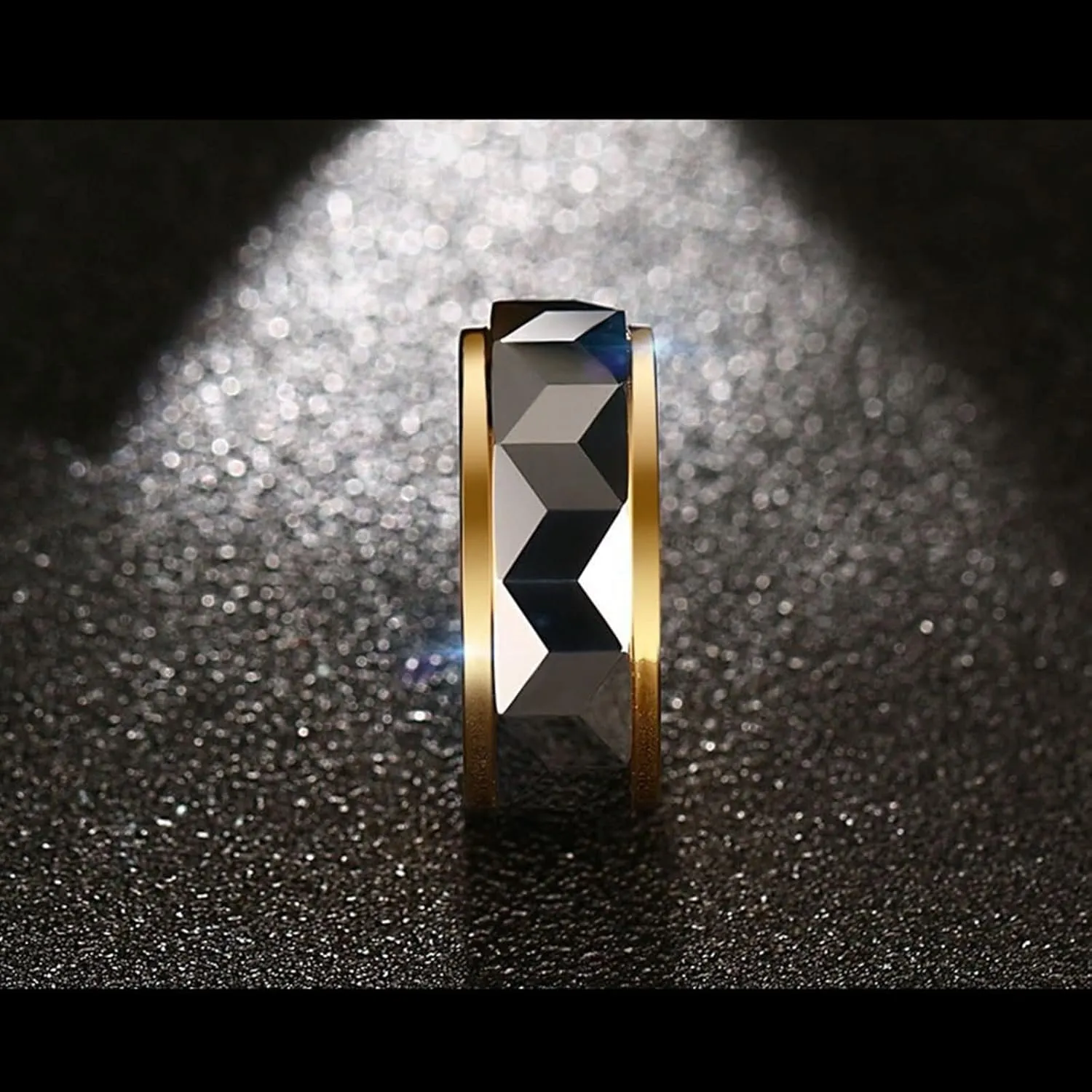 Couple Rings Custom Wedding Bands Men and Women,Couple Rings Tungsten 8MM Gold Silver Ring with Rhombus Anniversary Rings Couple