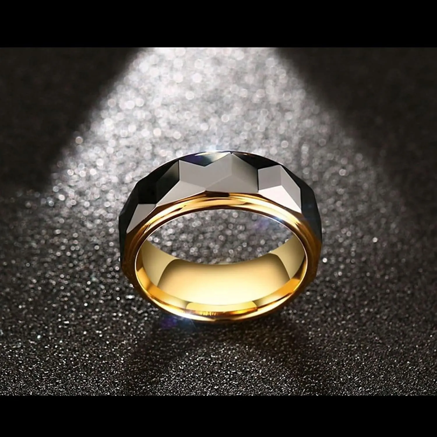 Couple Rings Custom Wedding Bands Men and Women,Couple Rings Tungsten 8MM Gold Silver Ring with Rhombus Anniversary Rings Couple