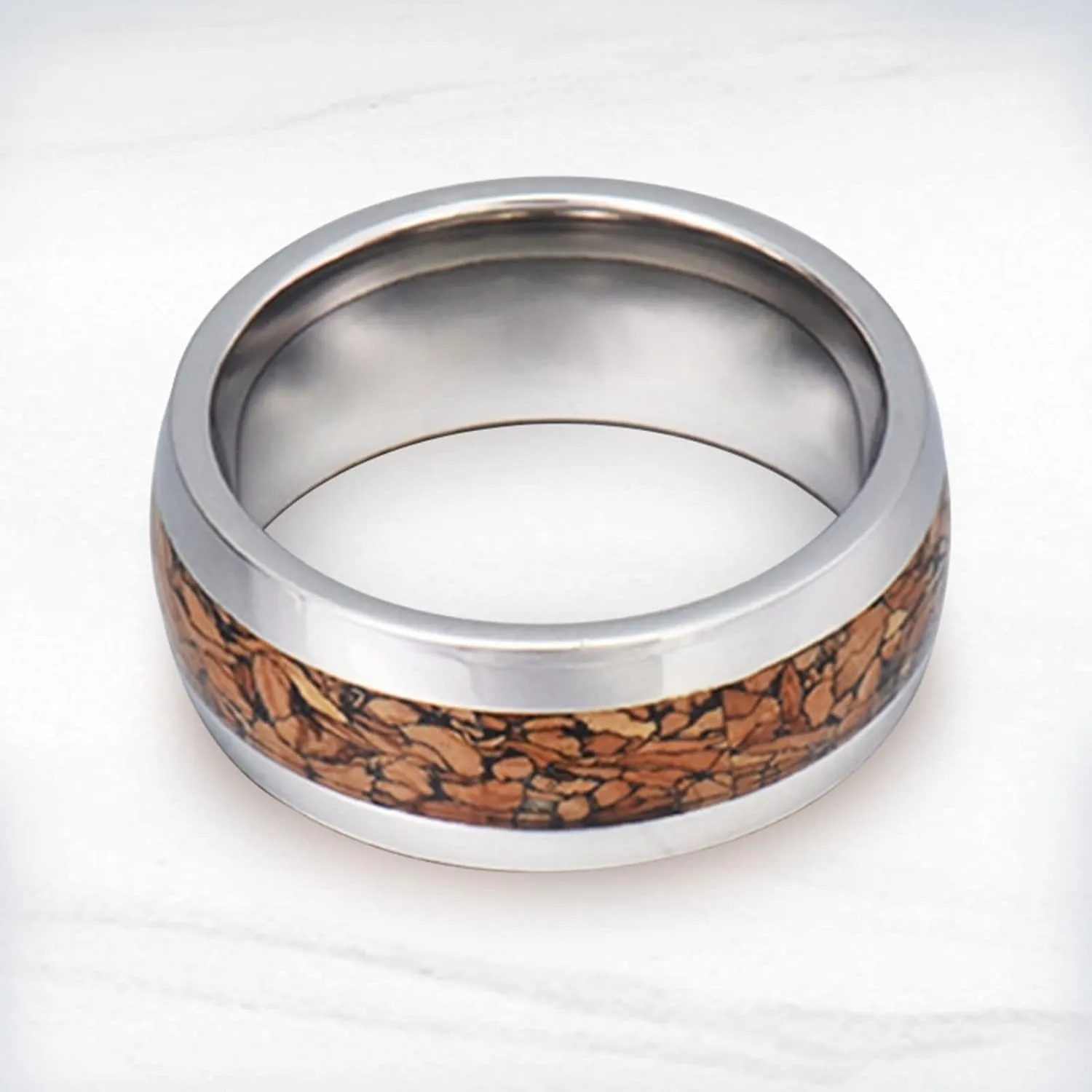 Couple Rings Customizable Couple Ring for Wedding,Couples Rings Tungsten 8MM Silver Brown Ring with Round Wedding Rings Couple