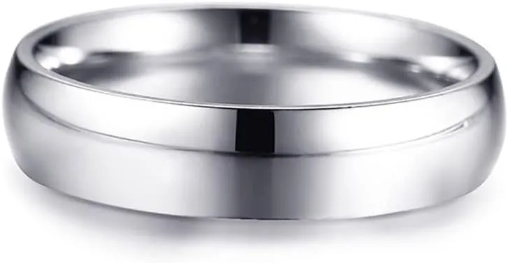Couple Rings Customize Engagement Rings Women and Men,Couple Rings Stainless Steel 5MM Silver Ring with Polished Round Rings for Couple