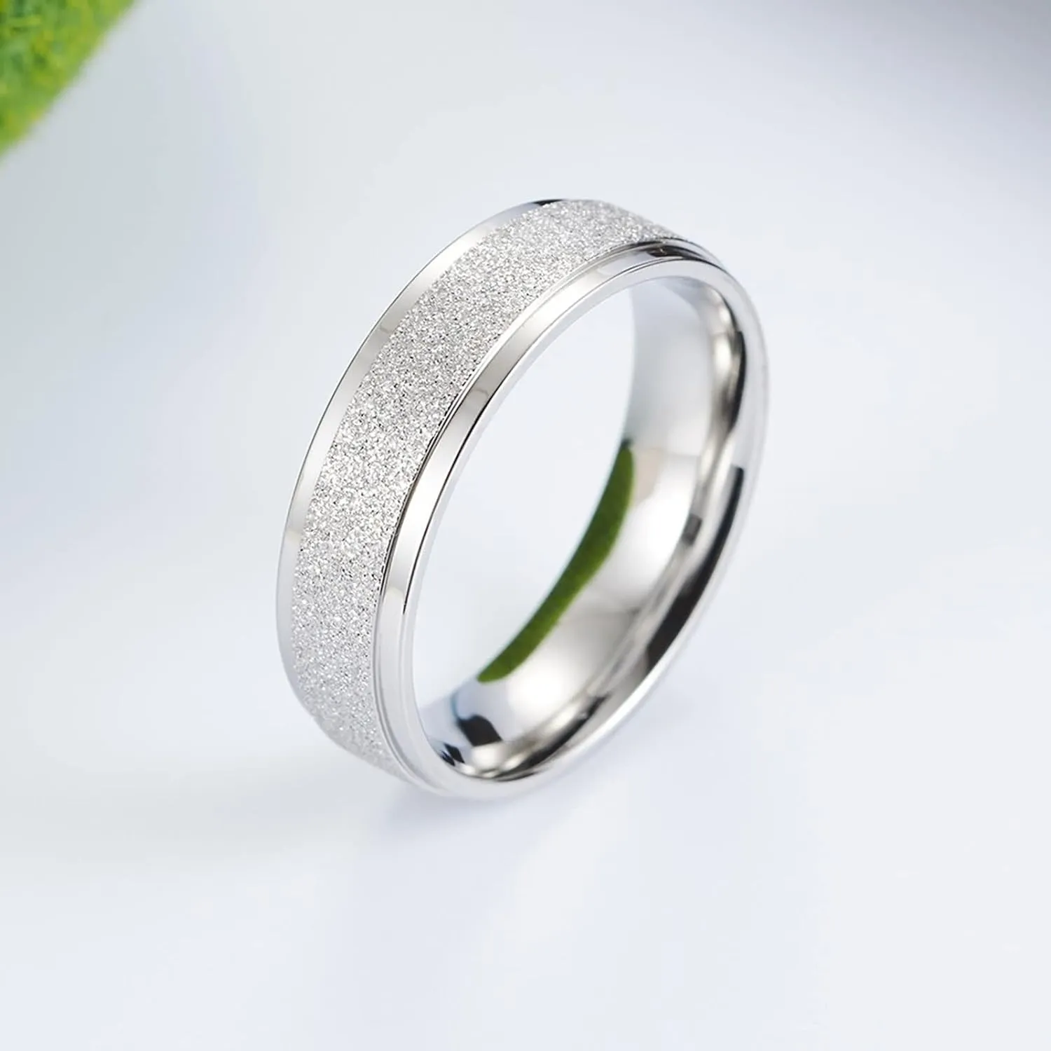 Couple Rings Engraving Ring Engagement Couple,Promise Rings Stainless Steel 6MM Silver Ring with Brushed Round Anniversary Rings Couple